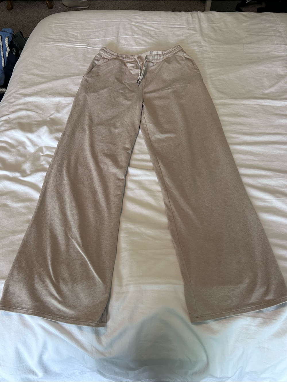 Vuori Wide Leg Lounge Pants in Beige Taupe